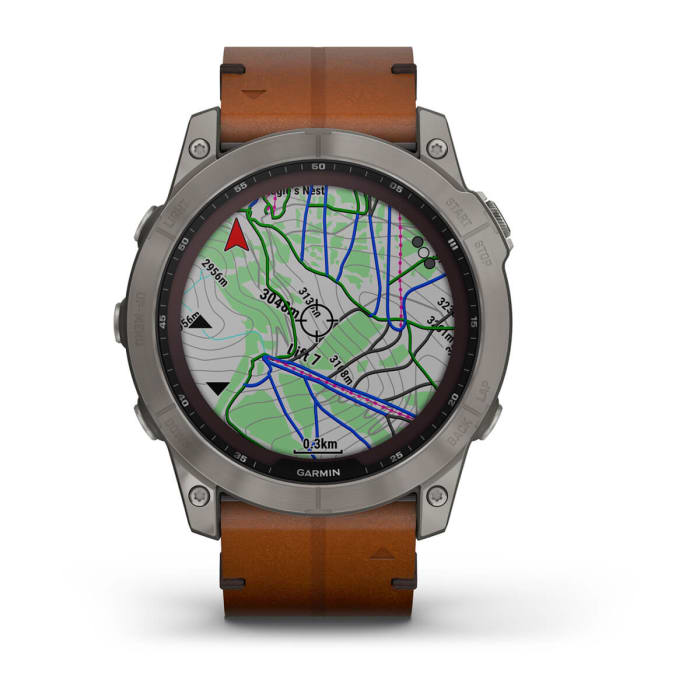 Fēnix® 7X – Sapphire Solar Edition, Titanium con cinturino in pelle Chestnut e cinturino in silicone Graphite
