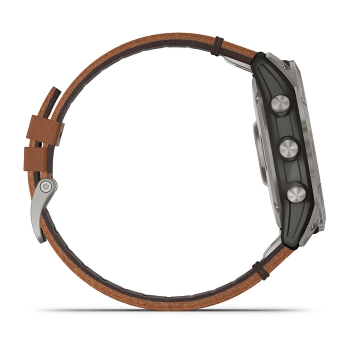 Fēnix® 7X – Sapphire Solar Edition, Titanium con cinturino in pelle Chestnut e cinturino in silicone Graphite