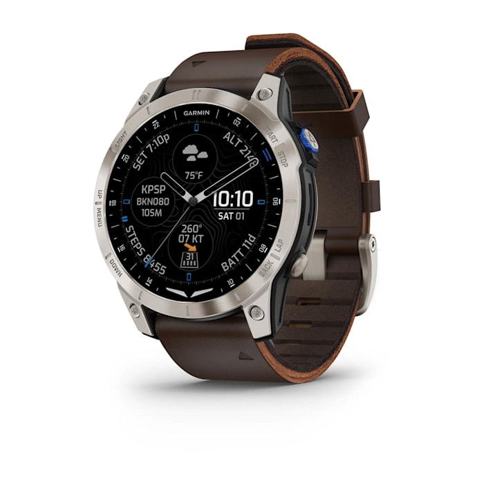 Montre connectée D2™ Mach 1, modèle aviateur, bracelet en cuir marron Oxford