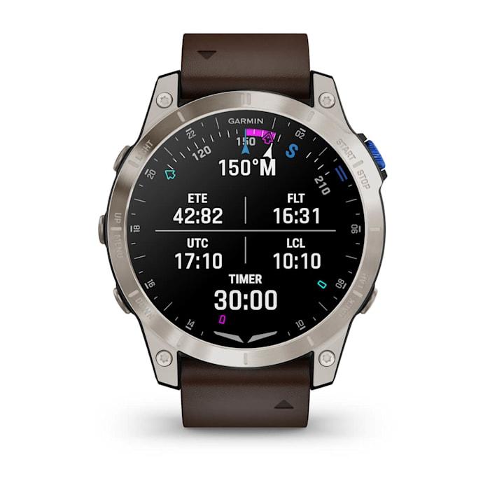 Montre connectée D2™ Mach 1, modèle aviateur, bracelet en cuir marron Oxford