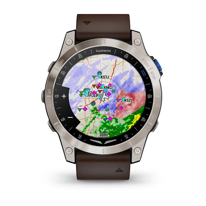 Montre connectée D2™ Mach 1, modèle aviateur, bracelet en cuir marron Oxford