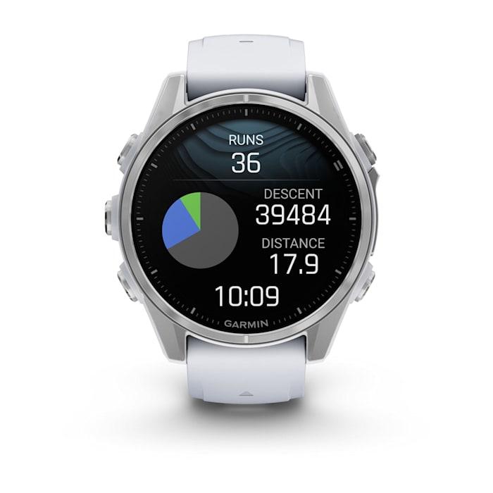 Fēnix® 8 - 43 mm, AMOLED, argent avec bracelet en silicone Whitestone
