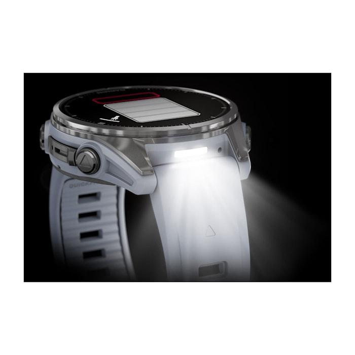 Fēnix® 8 - 43 mm, AMOLED, argent avec bracelet en silicone Whitestone
