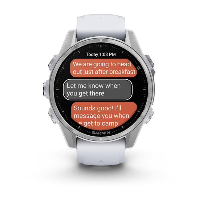 Fēnix® 8 - 43 mm, AMOLED, argent avec bracelet en silicone Whitestone
