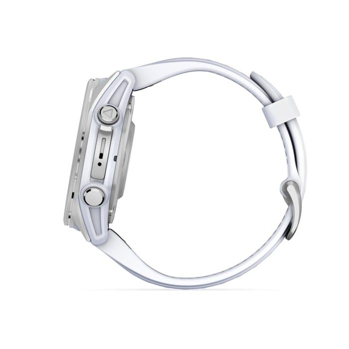 Fēnix® 8 - 43 mm, AMOLED, argent avec bracelet en silicone Whitestone