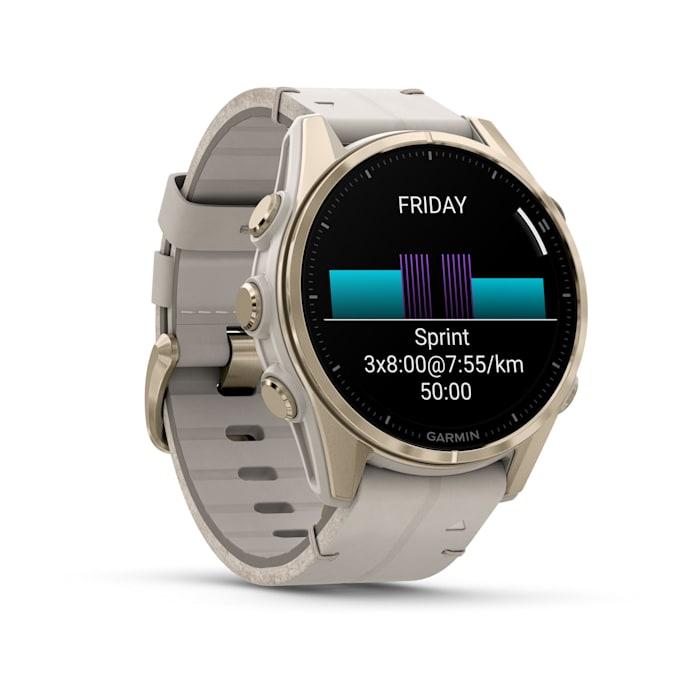 Fēnix® 8 - 43 mm, AMOLED, Sapphire, Oro rosato con cinturino in pelle avorio