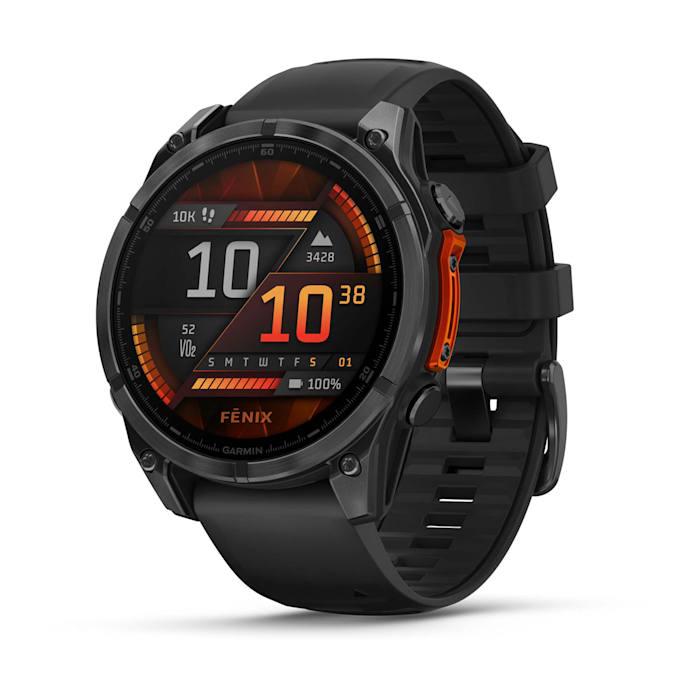 Fēnix® 8 - 47 mm, AMOLED, gris ardoise avec silicone, noir