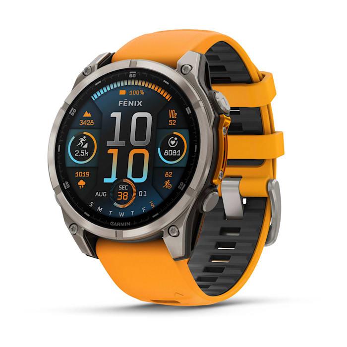 Fēnix® 8 - 47 mm, AMOLED, saphir, titane avec bracelet en silicone Spark Orange/Graphite