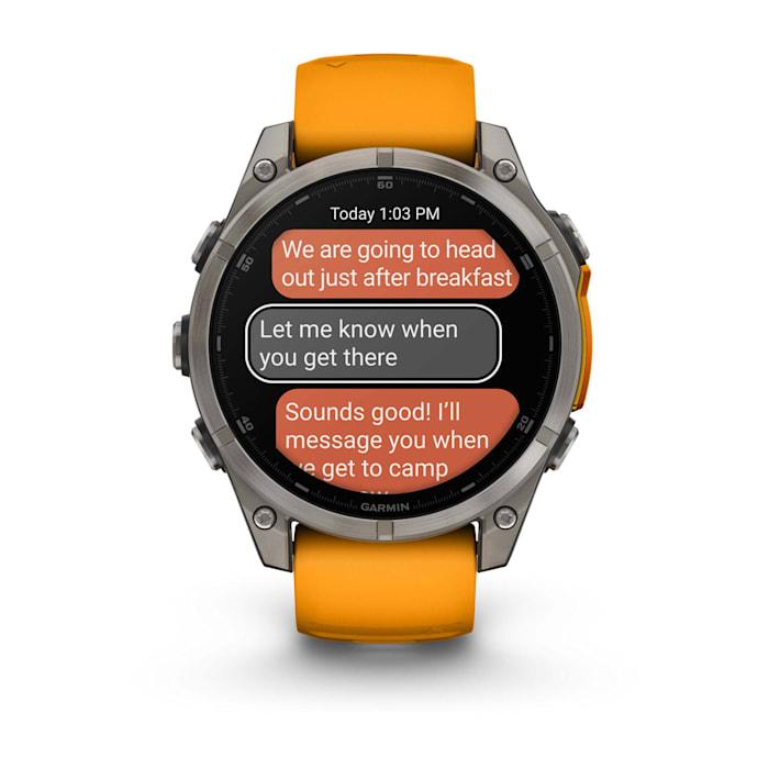 Fēnix® 8 - 47 mm, AMOLED, saphir, titane avec bracelet en silicone Spark Orange/Graphite