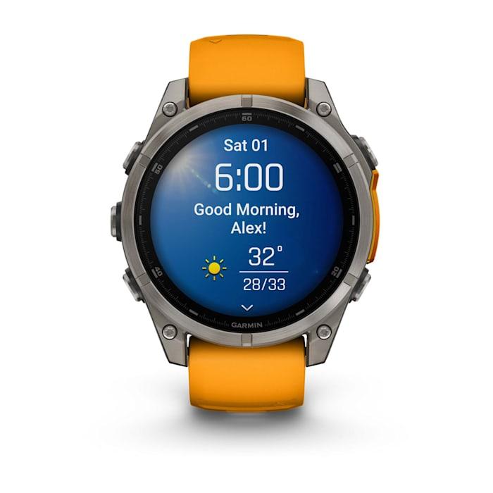 Fēnix® 8 - 47 mm, AMOLED, saphir, titane avec bracelet en silicone Spark Orange/Graphite