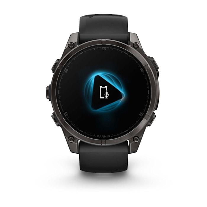 Fēnix® 8 - 47 mm, AMOLED, saphir, titane, DLC gris carbone avec bracelet en silicone noir/gris galet