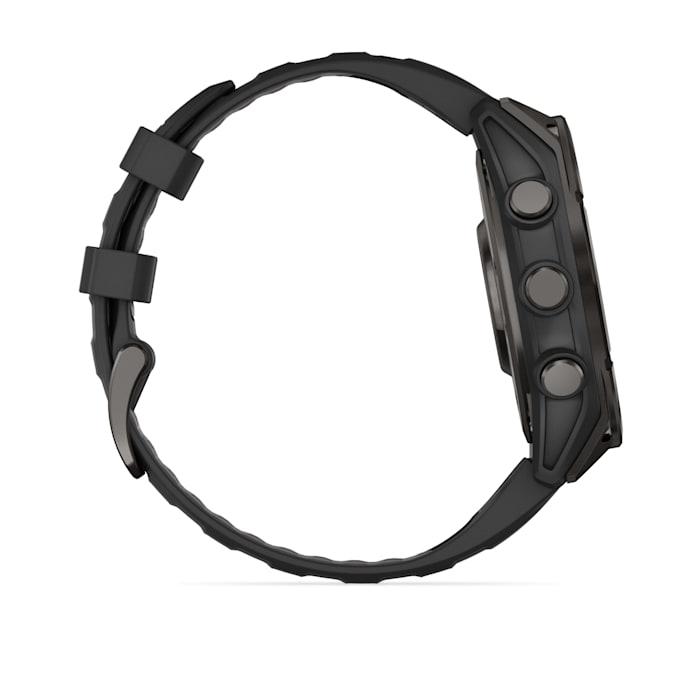 Fēnix® 8 - 47 mm, AMOLED, Sapphire, Titanio, Carbon Gray DLC con cinturino in silicone Black/pebble grey - 010-02904-21