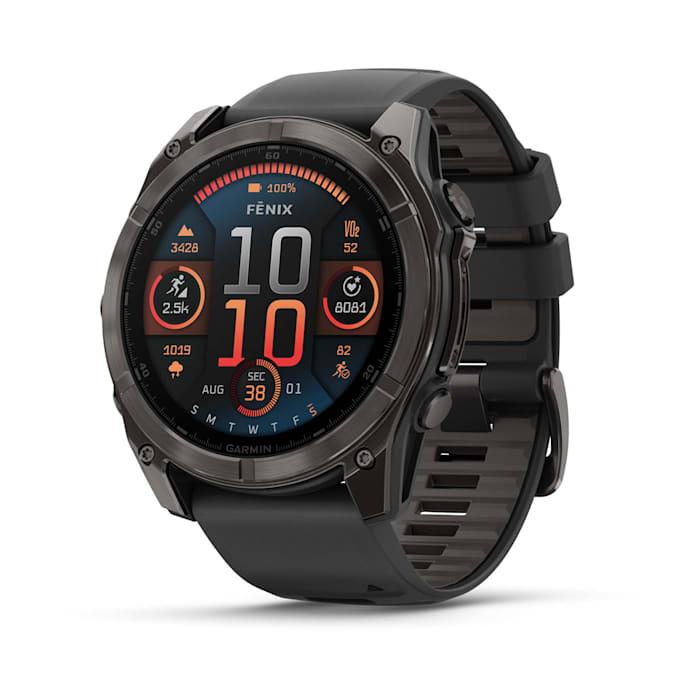 Fēnix® 8 - 51 mm, AMOLED, Sapphire, Carbon Grey DLC con cinturino in silicone Black/pebble grey
