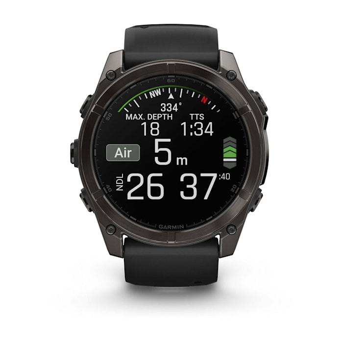 Fēnix® 8 - 51 mm, AMOLED, Sapphire, Carbon Grey DLC con cinturino in silicone Black/pebble grey