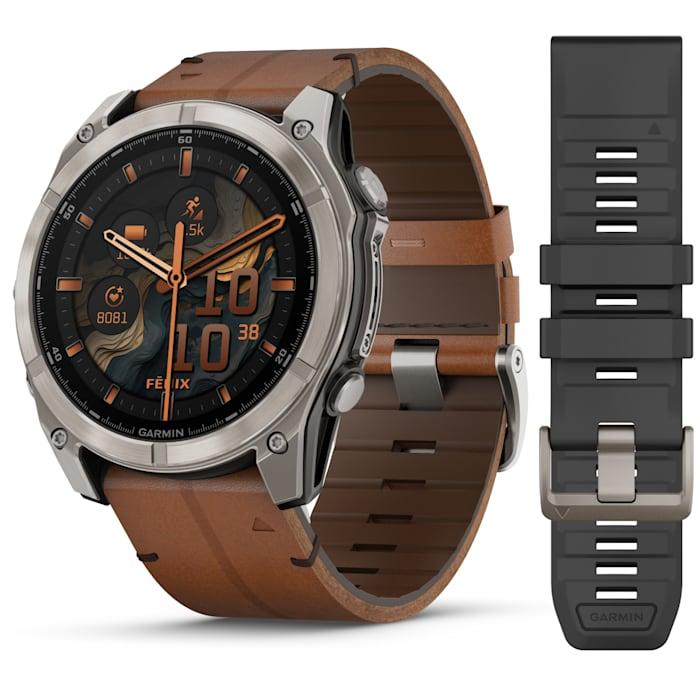Fēnix® 8 - 51 mm, AMOLED, saphir, titane, bracelet en cuir marron