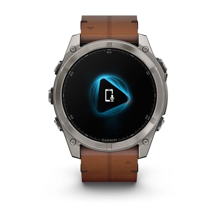 Fēnix® 8 - 51 mm, AMOLED, Sapphire, Titanium con cinturino in pelle Chestnut