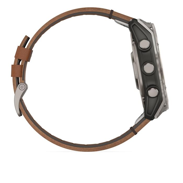 Fēnix® 8 - 51 mm, AMOLED, saphir, titane, bracelet en cuir marron
