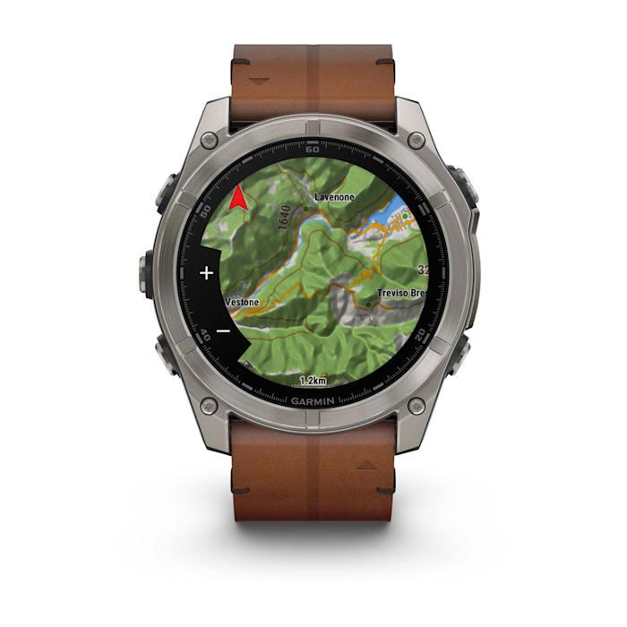Fēnix® 8 - 51 mm, AMOLED, Sapphire, Titanium con cinturino in pelle Chestnut