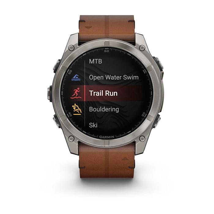 Fēnix® 8 - 51 mm, AMOLED, Sapphire, Titanium con cinturino in pelle Chestnut