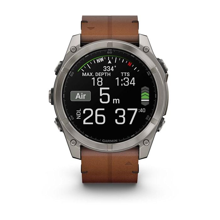 Fēnix® 8 - 51 mm, AMOLED, saphir, titane, bracelet en cuir marron