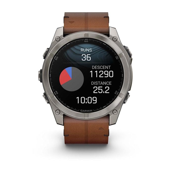 Fēnix® 8 - 51 mm, AMOLED, Sapphire, Titanium con cinturino in pelle Chestnut