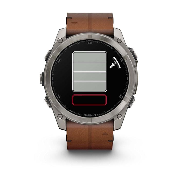 Fēnix® 8 - 51 mm, AMOLED, saphir, titane, bracelet en cuir marron