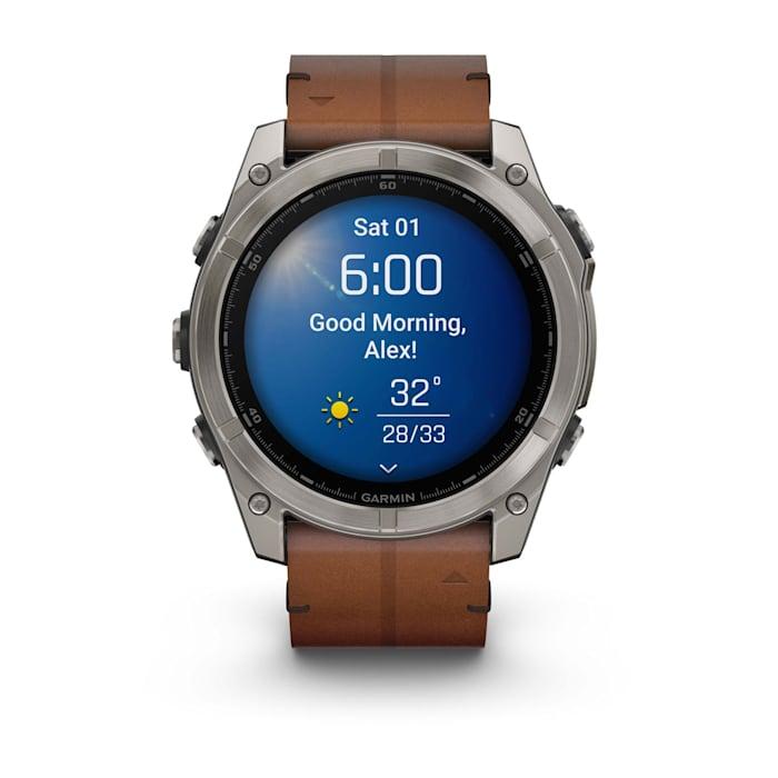 Fēnix® 8 - 51 mm, AMOLED, saphir, titane, bracelet en cuir marron