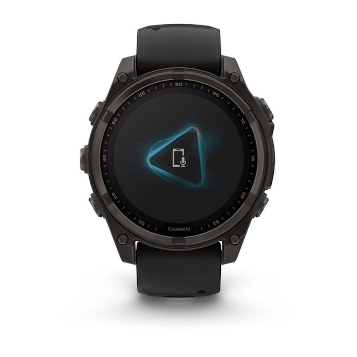 Fēnix® 8 - 47 mm, solaire, saphir, titane, DLC gris carbone avec bracelet en silicone noir/gris galet