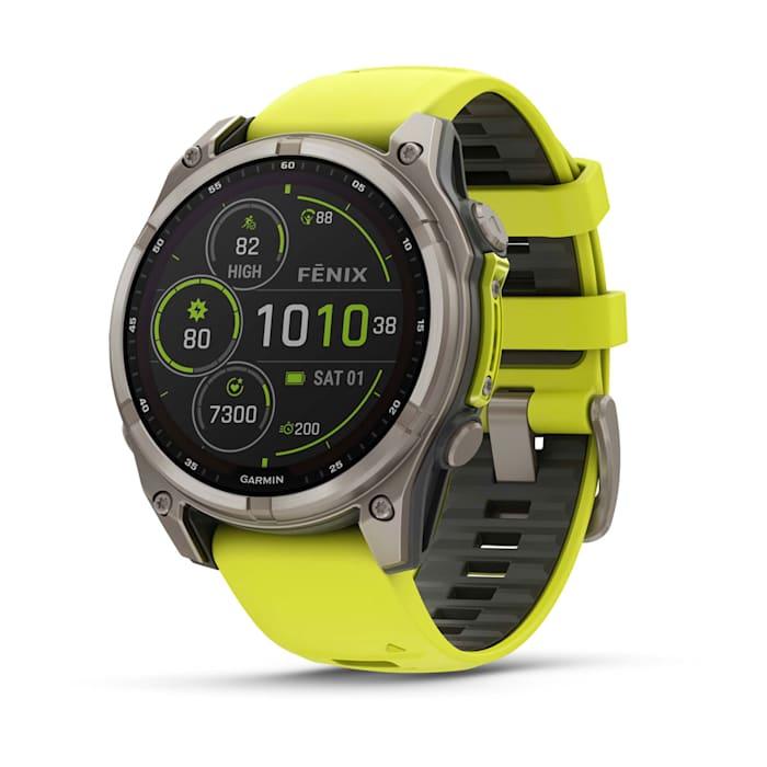 Fēnix® 8 - 47 mm, solaire, saphir, titane avec bracelet en silicone jaune/graphite Amp