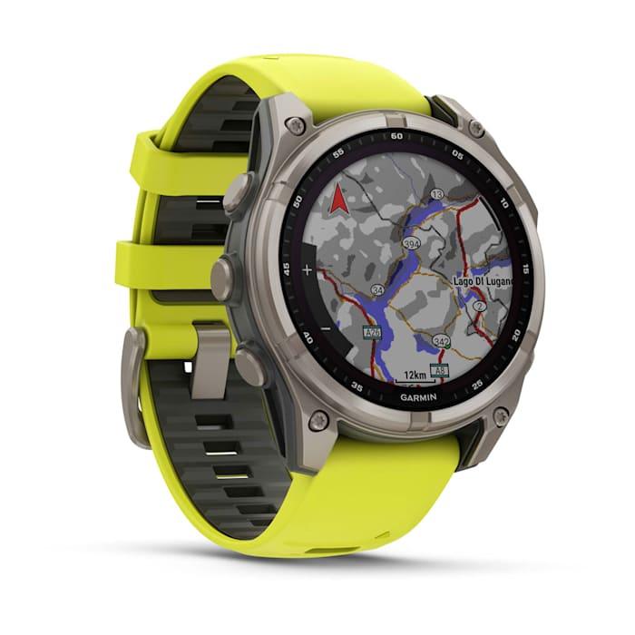 Fēnix® 8 - 47 mm, solaire, saphir, titane avec bracelet en silicone jaune/graphite Amp