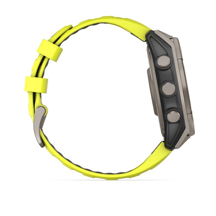 Fēnix® 8 - 47 mm, solaire, saphir, titane avec bracelet en silicone jaune/graphite Amp