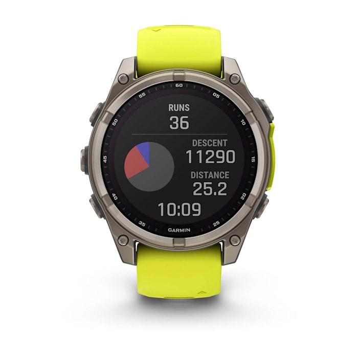 Fēnix® 8 - 47 mm, solaire, saphir, titane avec bracelet en silicone jaune/graphite Amp