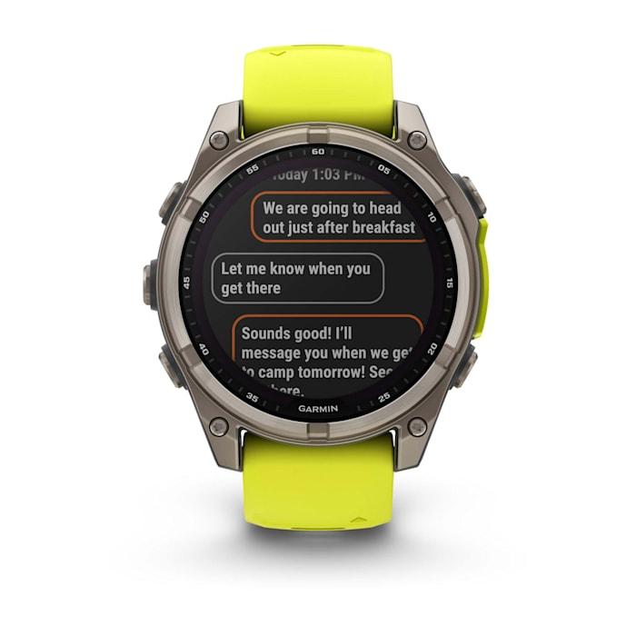Fēnix® 8 - 47 mm, solaire, saphir, titane avec bracelet en silicone jaune/graphite Amp