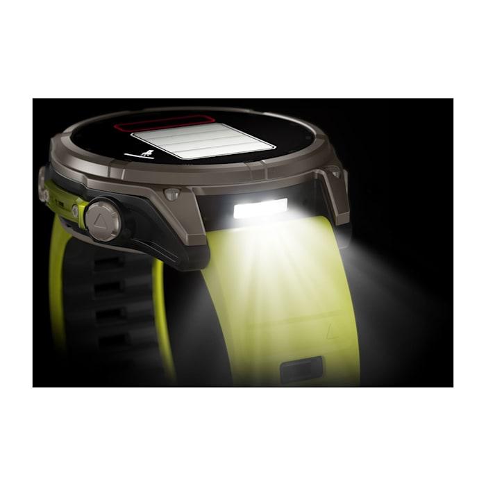 Fēnix® 8 - 47 mm, solaire, saphir, titane avec bracelet en silicone jaune/graphite Amp