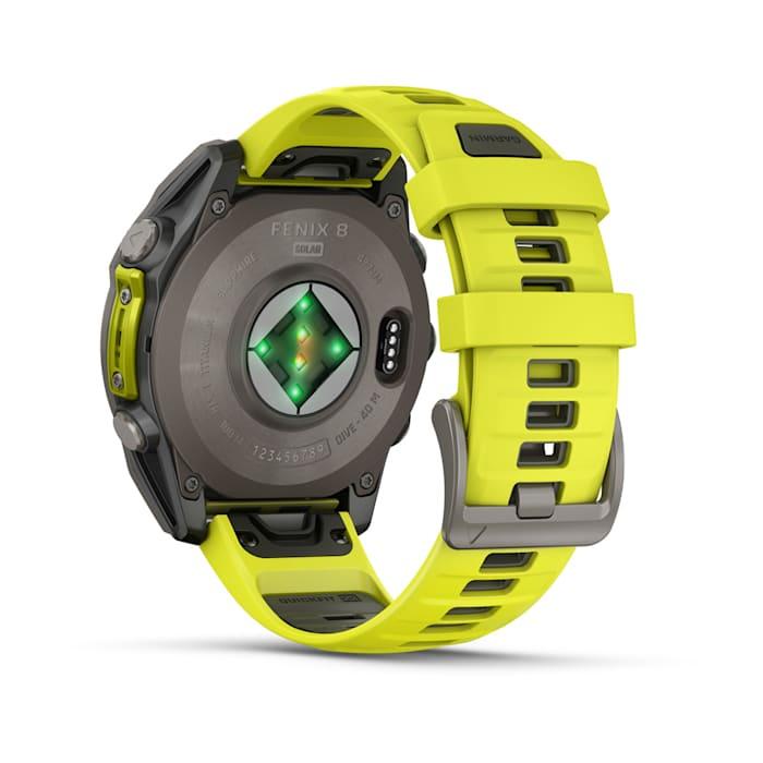 Fēnix® 8 - 47 mm, solaire, saphir, titane avec bracelet en silicone jaune/graphite Amp
