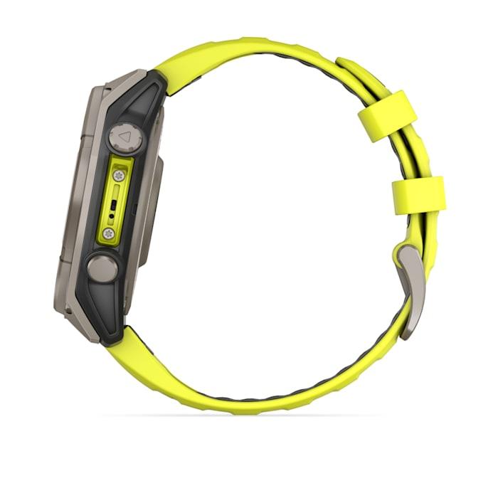 Fēnix® 8 - 47 mm, solaire, saphir, titane avec bracelet en silicone jaune/graphite Amp