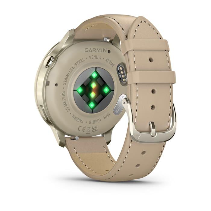 Venu® 4 – 41 mm, Lunar gold con cinturino in silicone Bone e cinturino in pelle Light Sand