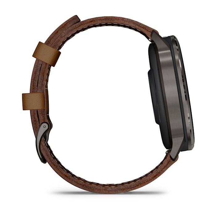 Venu® 4 – 45 mm, Slate con cinturino in silicone Black e cinturino in pelle Brown