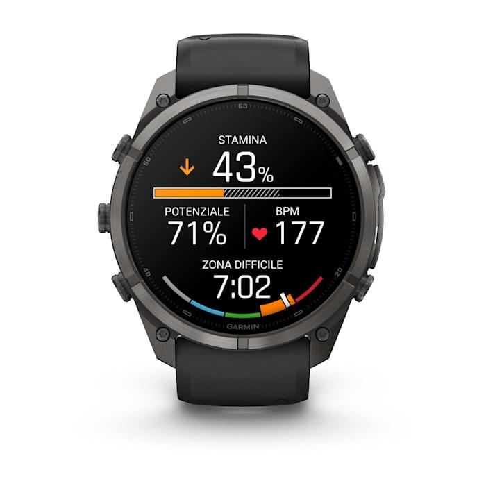 Fenix 9 Pro – inReach, 51mm, Titanio DLC Carbon Gray con cinturino in silicone Black/Pebble Gray - 010-04337-11