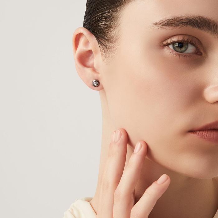 Boucles d'oreilles mini marguerites et zircons