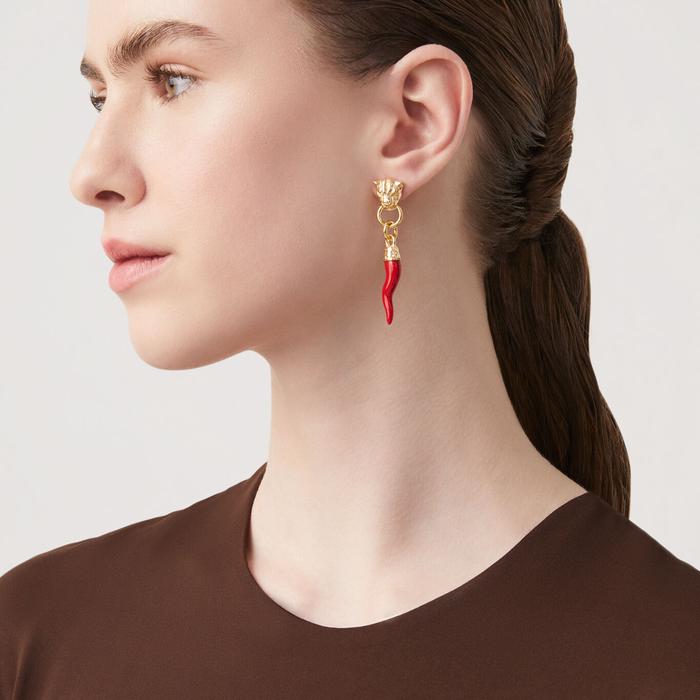 Leopard and Horn Golden Earrings