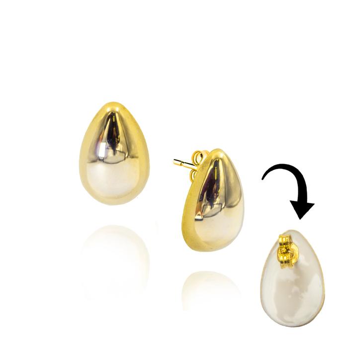 Orecchini Goccia in Oro e Smalto Bianco