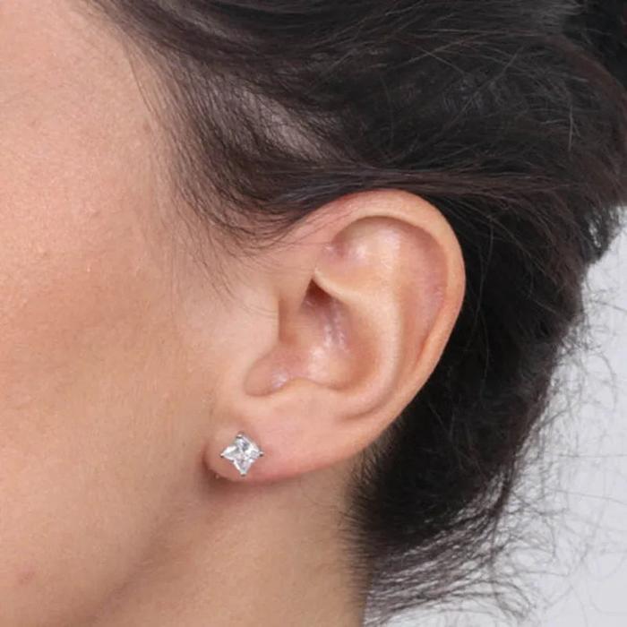 Orecchini in Argento 925 in argento con cubi zirconi bianchi