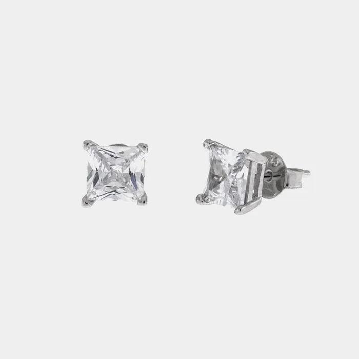 Orecchini in Argento 925 in argento con cubi zirconi bianchi