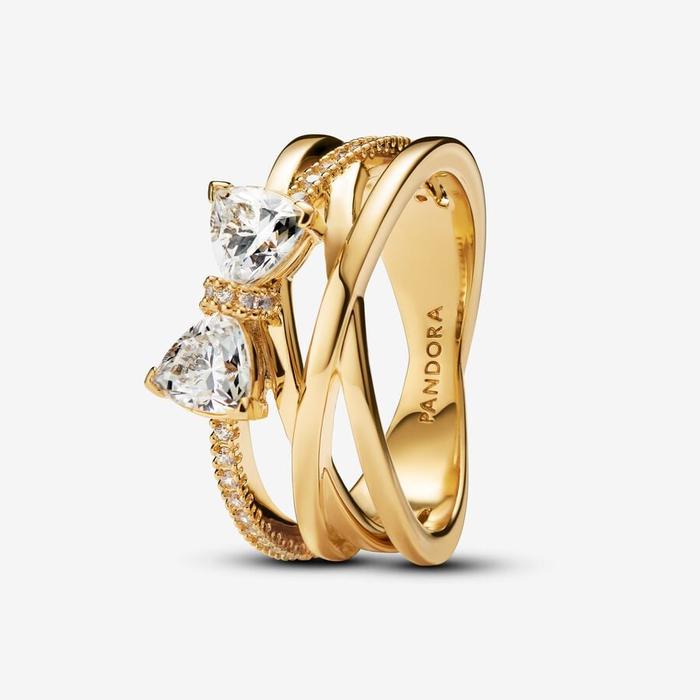 Bague fine tressée avec nœud brillant