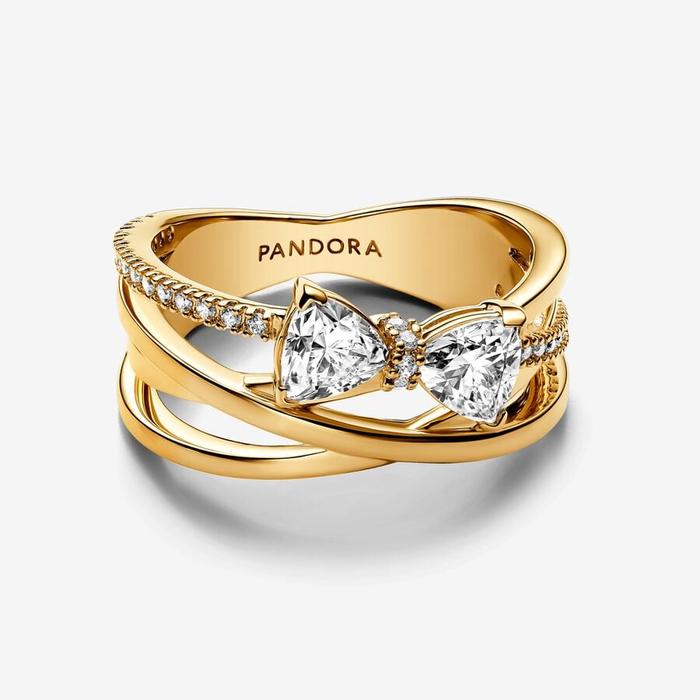Bague fine tressée avec nœud brillant