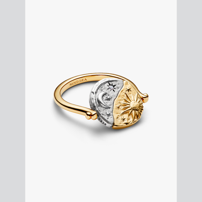 Anello Medallion Sole e Luna "Per Aspera Ad Astra" Reversibile
