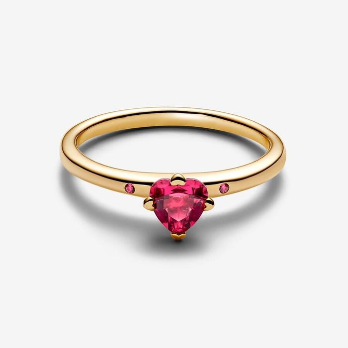 Bagues solitaires en forme de cœur rouge
