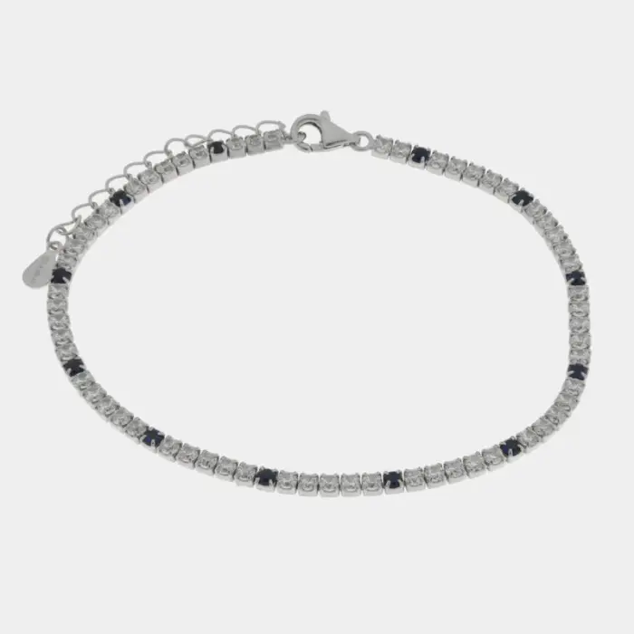 Bracciale in Argento 925 tennis con zirconi trasparenti e blu
