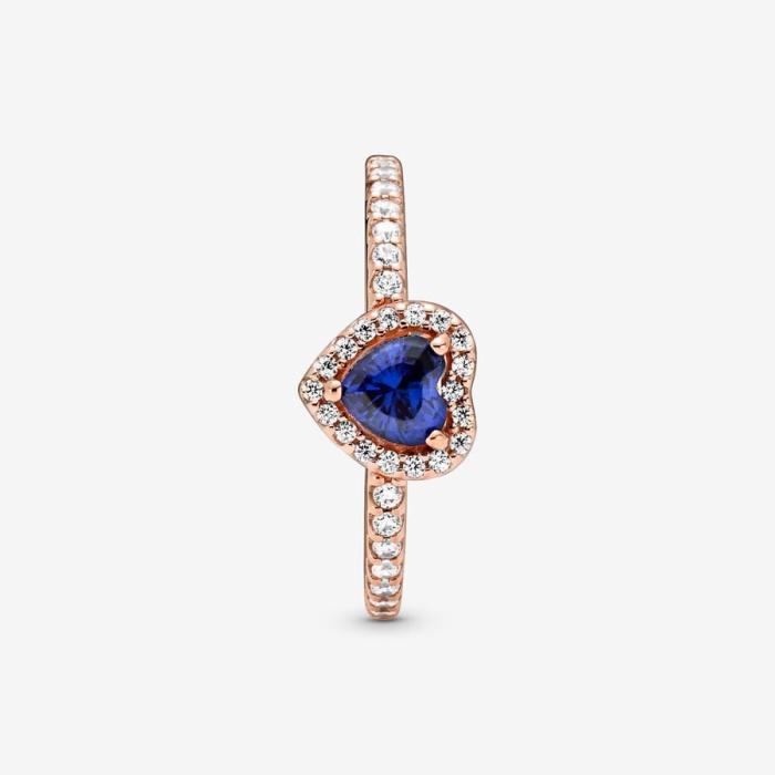 Anello Cuore in Rilievo Blu